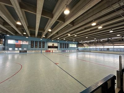 View of Rizzo Rink from the bench