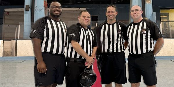 PBLA Game Officials - Isaiah Lewis-Harris, Matthew Schwartz, George Golding, and Sean Kelly