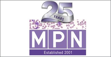 Logo celebrating 25 years of MPN, established in 2001.