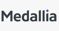 Medallia logo with a blue diamond above the letter 'i'.