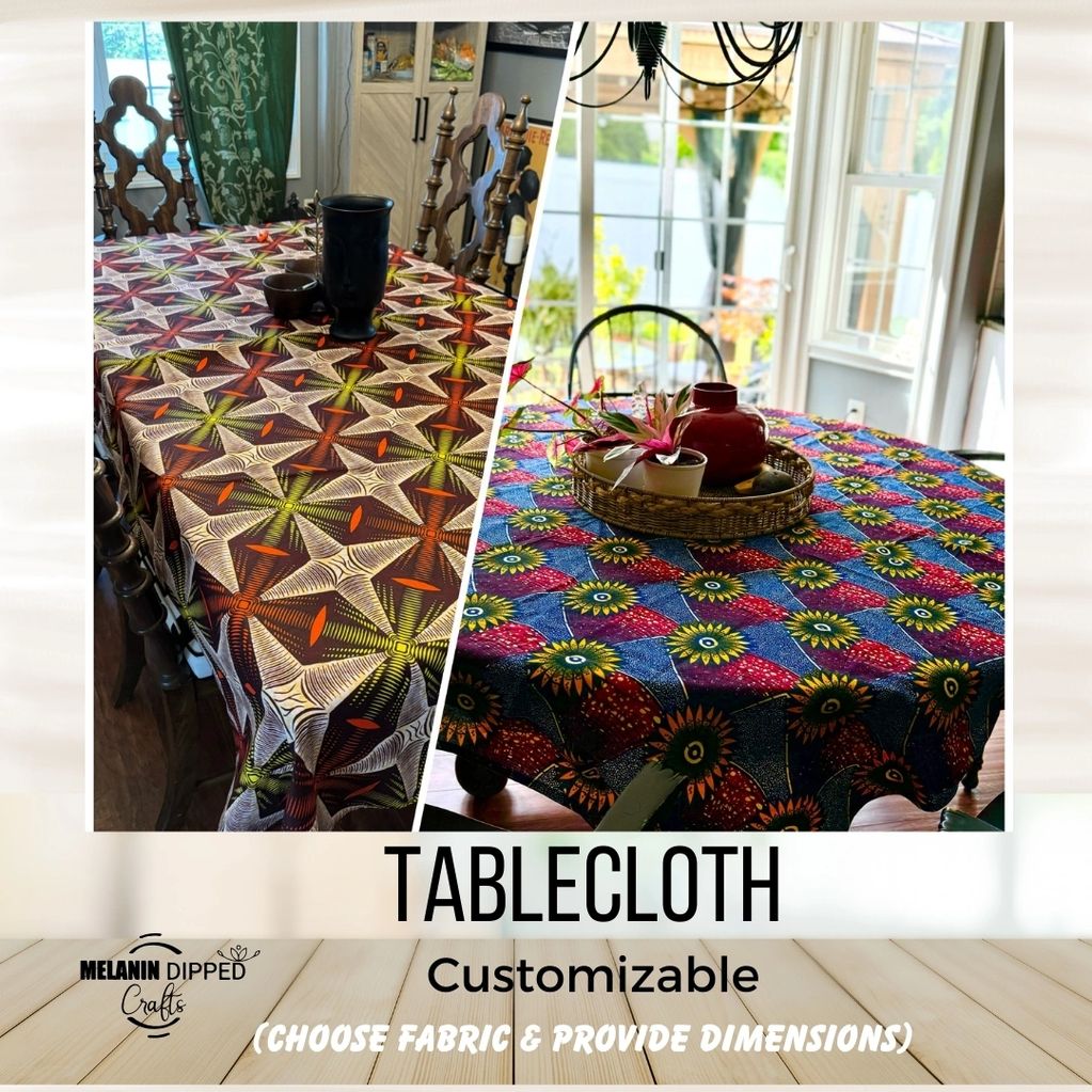 Transform your table with this vibrant Ankara tablecloth, featuring bold African prints for a striki