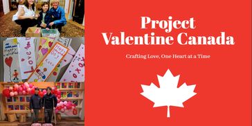 Community members crafting and sharing Valentine's Day cards in Canada.