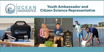 Youth ambassadors and science reps promote Ocean Diagnostics' mission with equipment and community engagement.