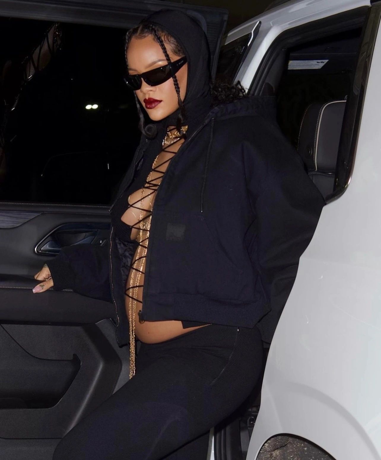 Pregnant Rihanna Walks on Gold in Tom Ford Padlock Sandals With