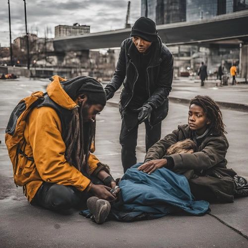 At-risk homeless youth, talking getting together.