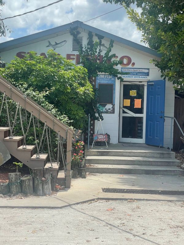 Exterior of Star Fish Co. seafood market and dockside restaurant in Cortez, Florida.