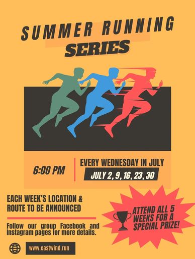 Join us every Wednesday during the month of July for our Summer Running Series.  Attend all 5 weeks 