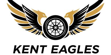 Kent Eagles logo with wings and a wheel.