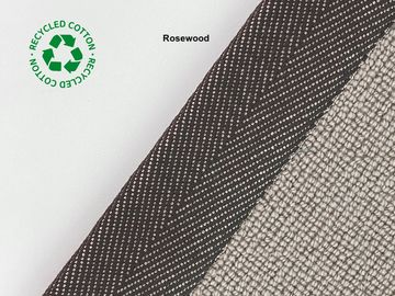 Close-up of recycled cotton fabric named Rosewood with contrasting textures and patterns.