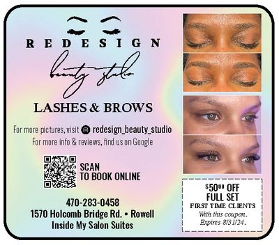Lashes and Brows in Roswell Redesign Beauty exclusive coupons only here 