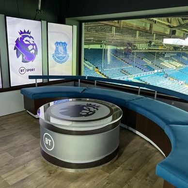 An image of Leeds United media studio, bespoke sound proof studio. 