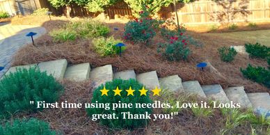Pine Straw is an excellent choice for hills and slopes. It won't float away like wood mulch. Order yours today. Usapinestraw.com