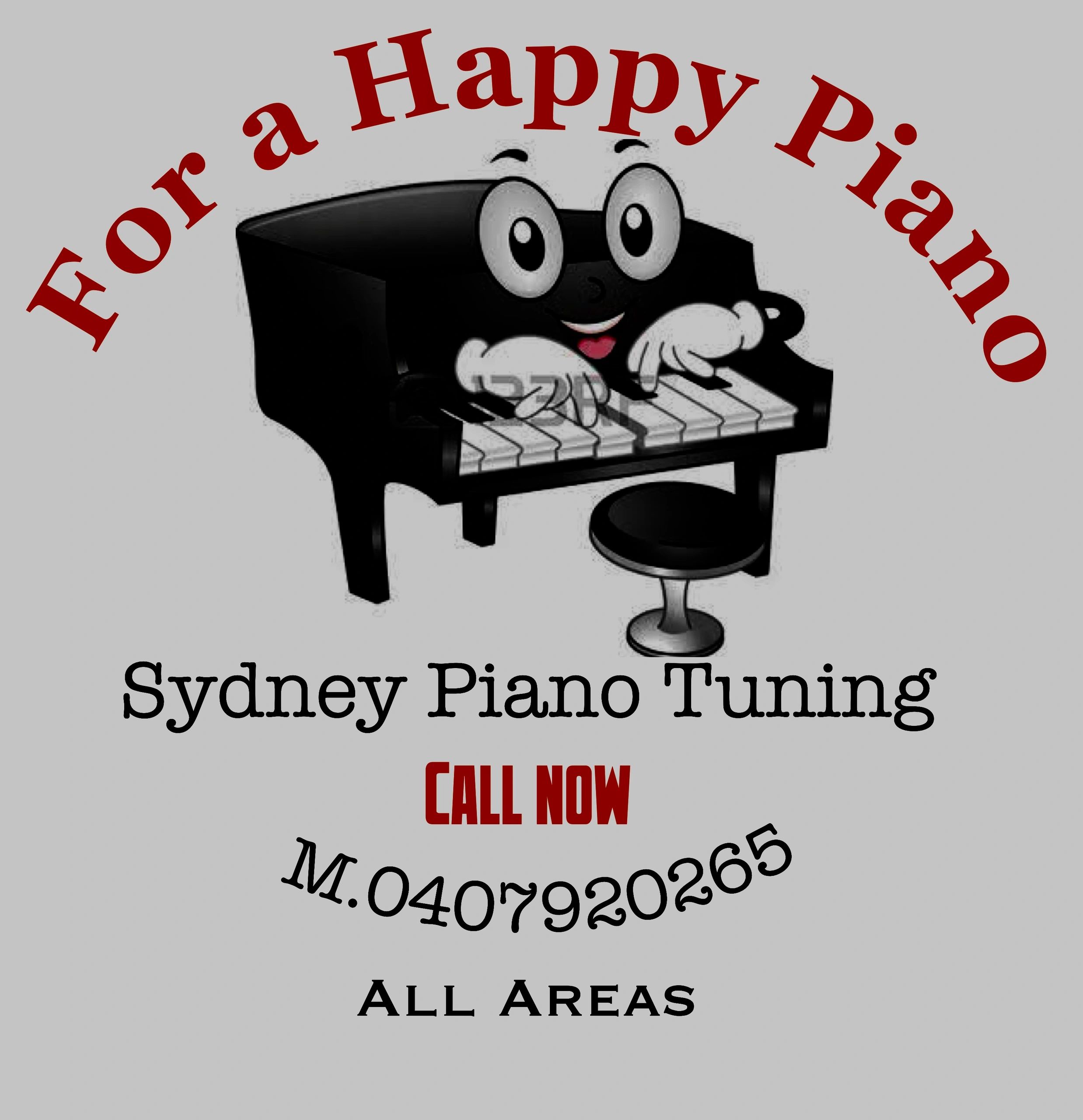 Its a picture of a piano playing its keyboard with its own hand it has big eyes with a happy smile