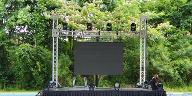 20 x 20 x 2 ft platform stage with 16 x 9 led video wall.