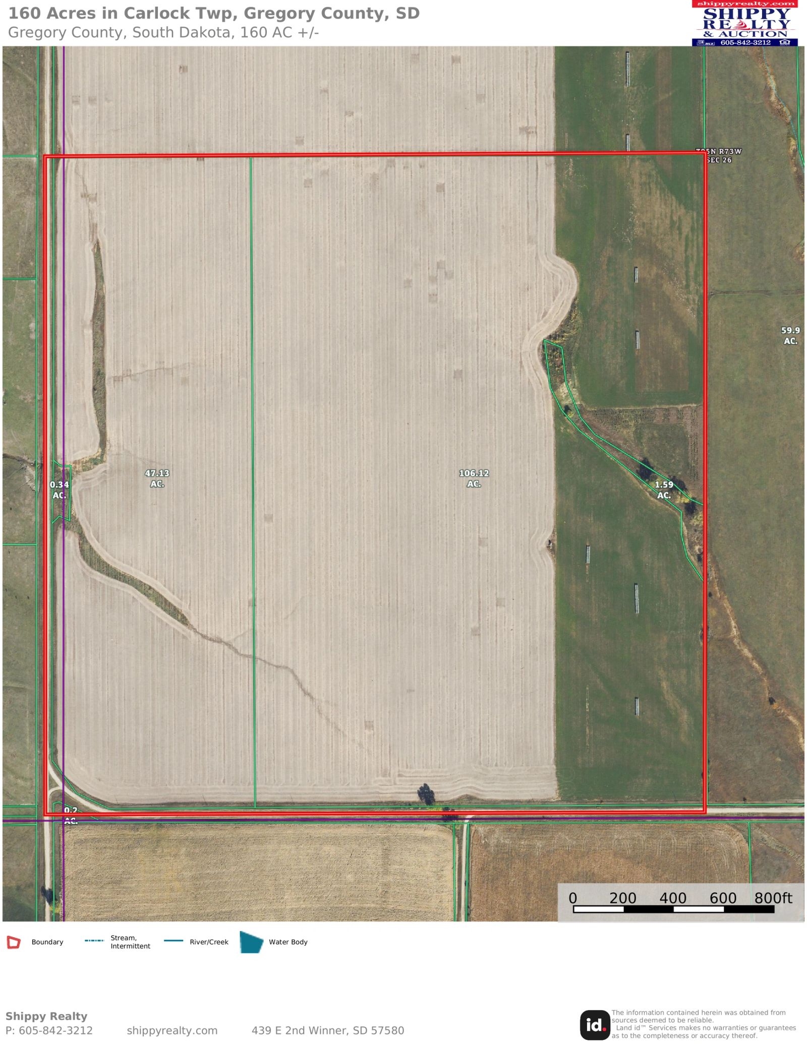 160 +/- Acres Mostly Cropland, Carlock Twp, Gregory Co, SD — Carlock, SD real estate photo thumbnail 10