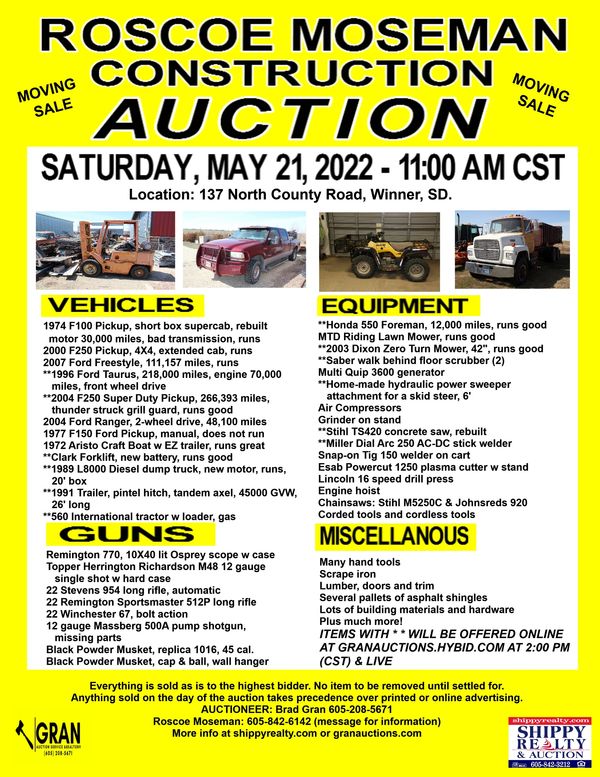 Upcoming Auctions, Shippy Realty And Auction