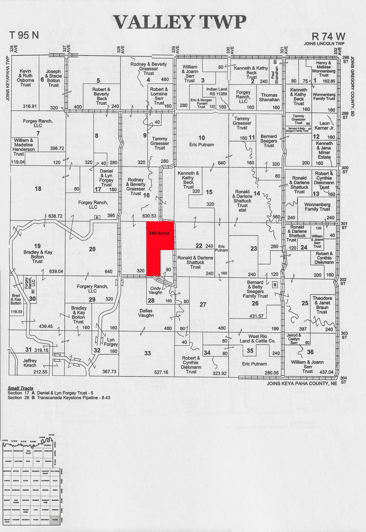 240 +/- Acres Pasture Land, Valley Twp, Tripp Co, SD