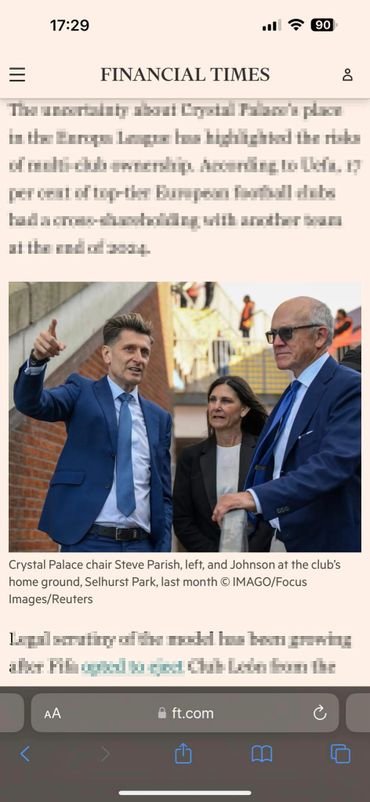 Crystal Palace chair Steve Parish and Johnson at Selhurst Park stadium.