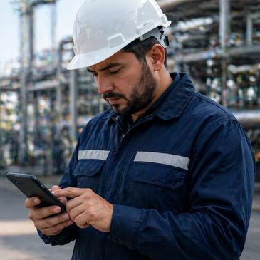 Técnico utilizando WerU para gestionar órdenes de trabajo y operaciones en tiempo real.