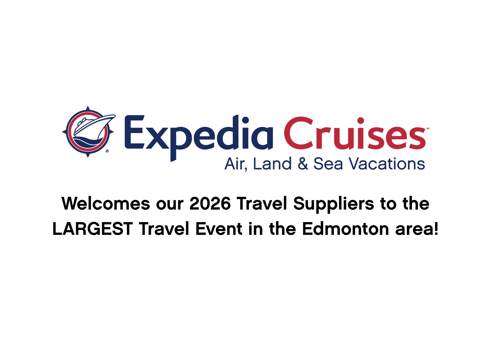 Expedia Cruises logo with a travel event announcement for 2026.