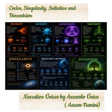 Overview of Codex, Singularity, Initiative, and Biocentrism concepts.