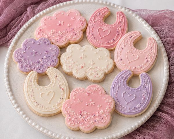 Hand-decorated gluten-free cookies customized for your baby shower theme.