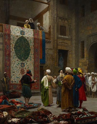 The Carpet Merchant (c. 1887) by Jean-Léon Gérôme. Public domain, via Wikimedia Commons (Google Art 