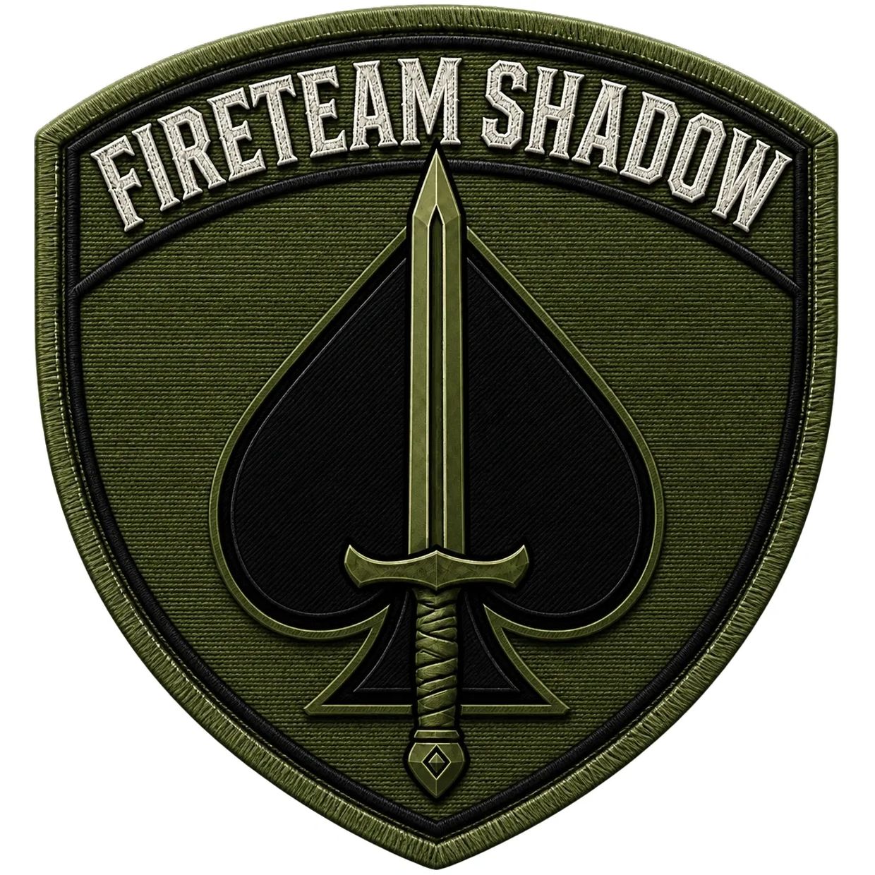 Military patch with sword and spade, labeled Fireteam Shadow.