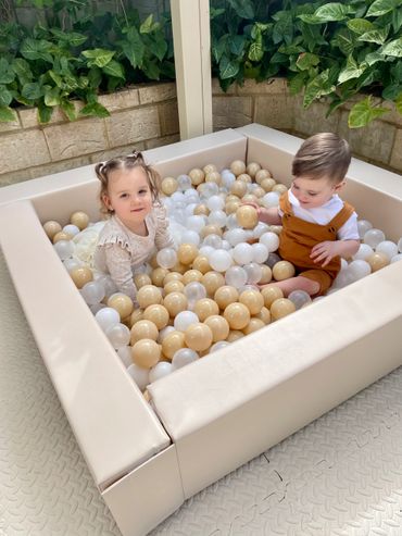 Beige ball pit with beige balls