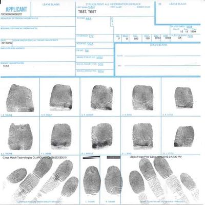 FBI FD-258 Fingerprint Card