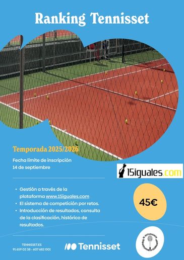 Ranking de tenis del club El Estudiante.
Alcobendas.