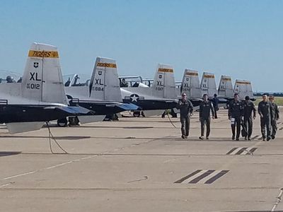 T-6 pilots walking the flight line