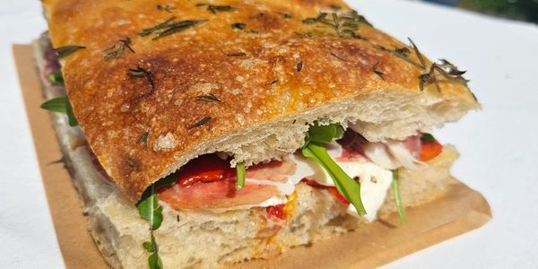 A Ciabatta sandwich on a table