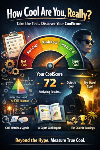 A colorful coolness meter with categories from Not Cool to Super Cool and a CoolScore of 72.