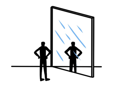 Person looking in the mirror 