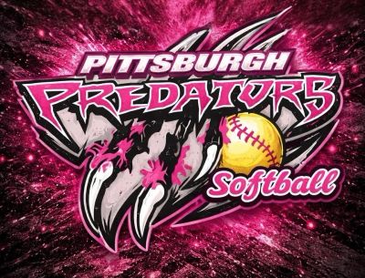 Pittsburgh Predators softball team logo with claw and softball.