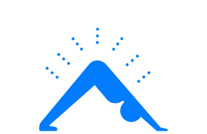 Blue graphic of person performing downward dog exercise