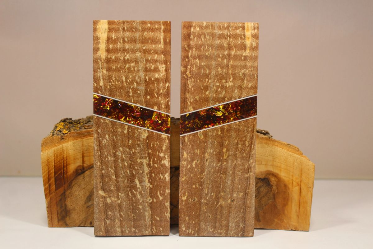 STABILIZED SEGMENTED MAPLE KNIFE SCALES HANDLE MATERIAL (4683) 2