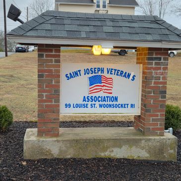 Sign for Saint Joseph Veterans Association in Woonsocket, Rhode Island.
