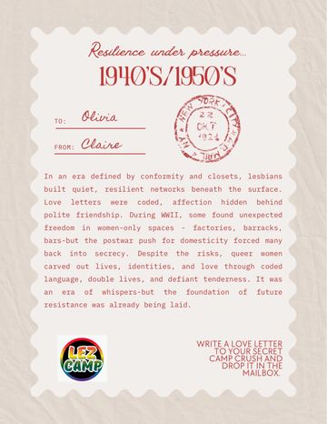 A vintage-style letter about lesbian resilience in the 1940s and 1950s.