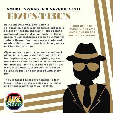 1920s/1930s lesbian cigar social culture with style, defiance, and sisterhood.