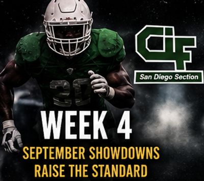 Football player promoting CIF San Diego Week 4 showdowns.