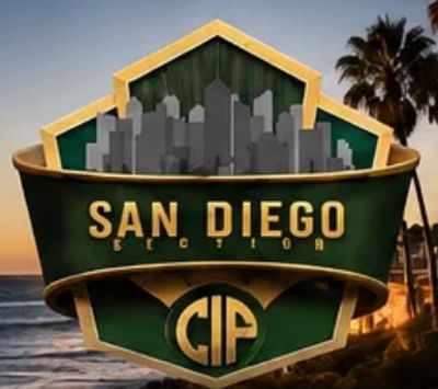 San Diego election logo with city skyline and palm tree.
