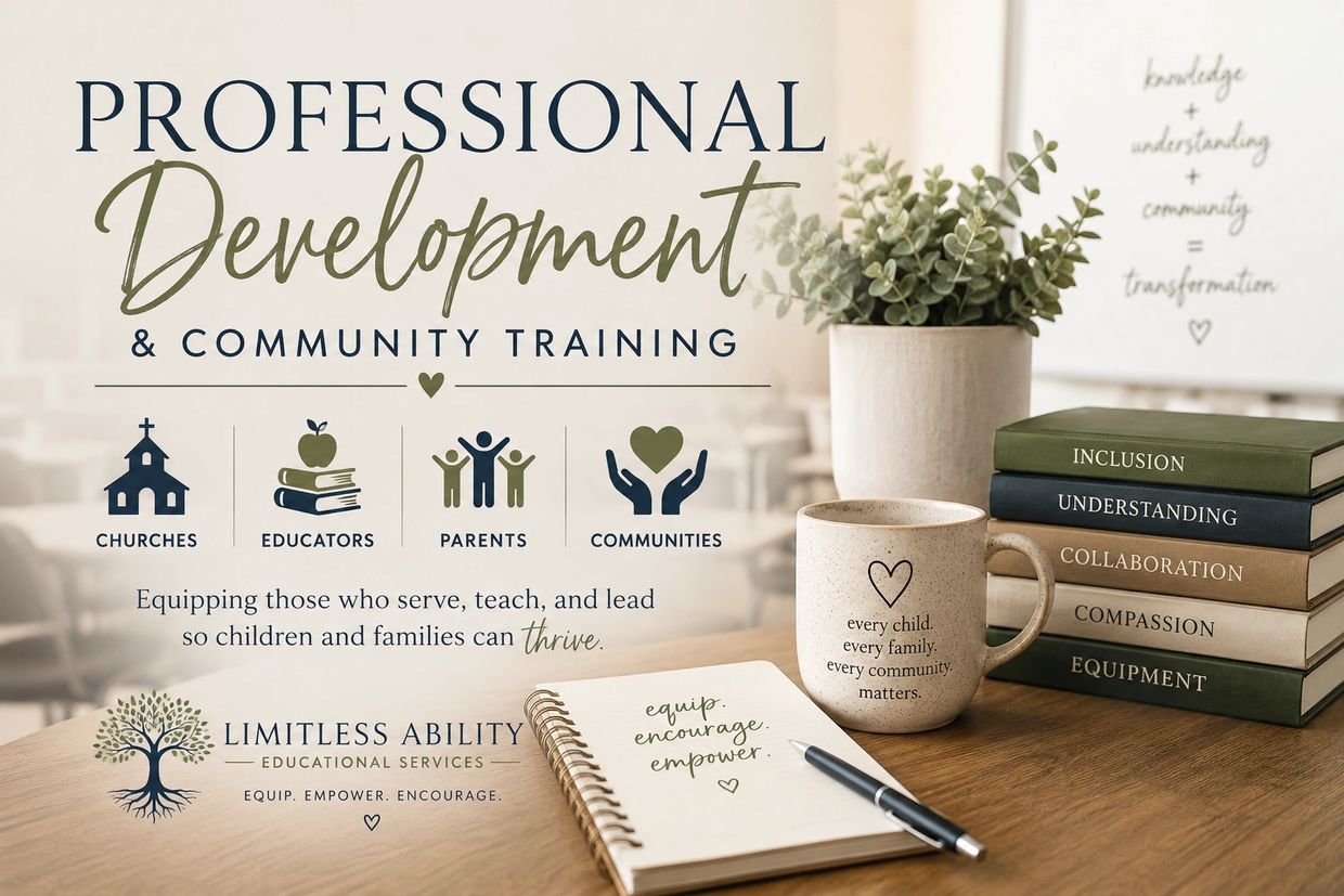 Professional development and community training for churches, educators, parents, and communities.