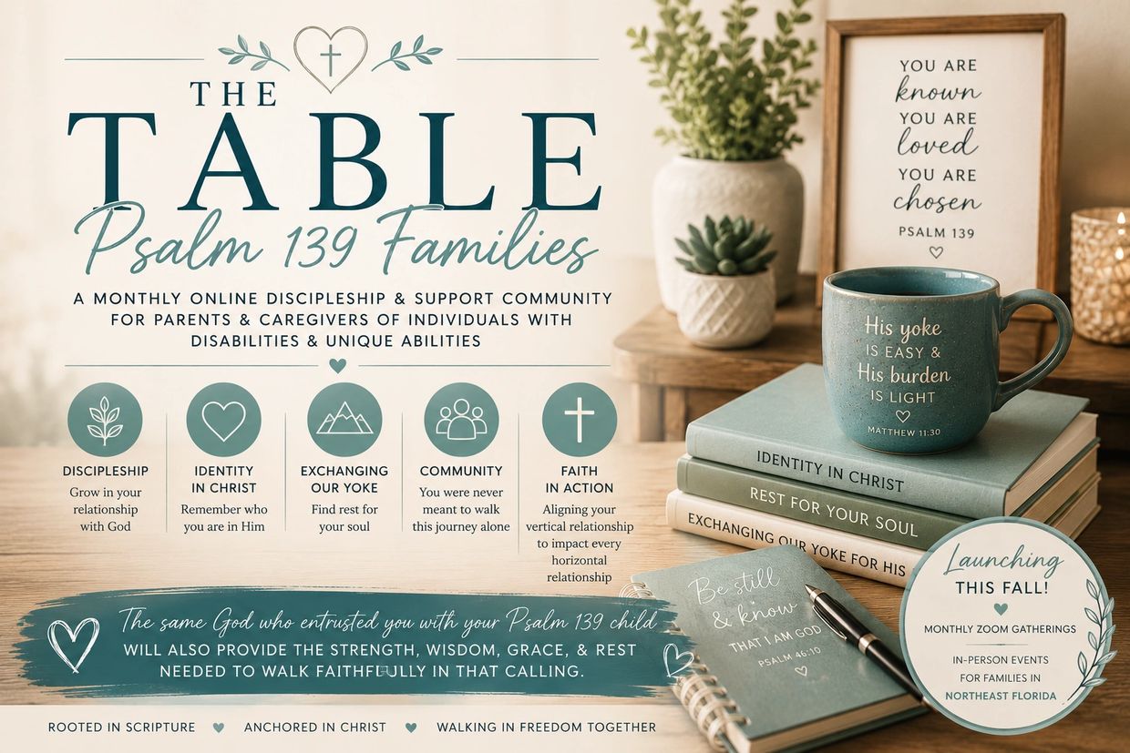 Monthly online community for parents of individuals with disabilities, centered on faith and support.