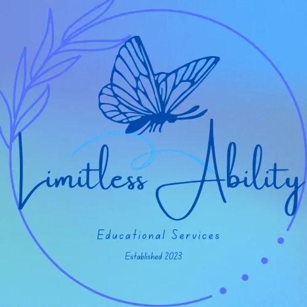 Logo of Limitless Ability Educational Services with a butterfly design.