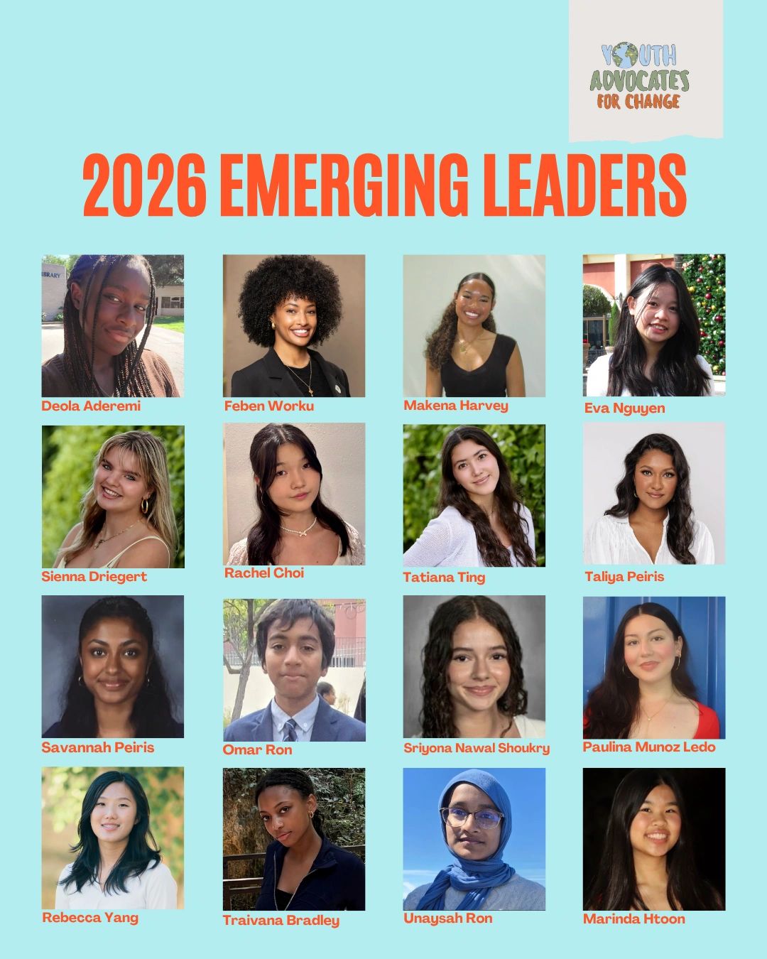 2026 Emerging Leaders from Youth Advocates for Change.