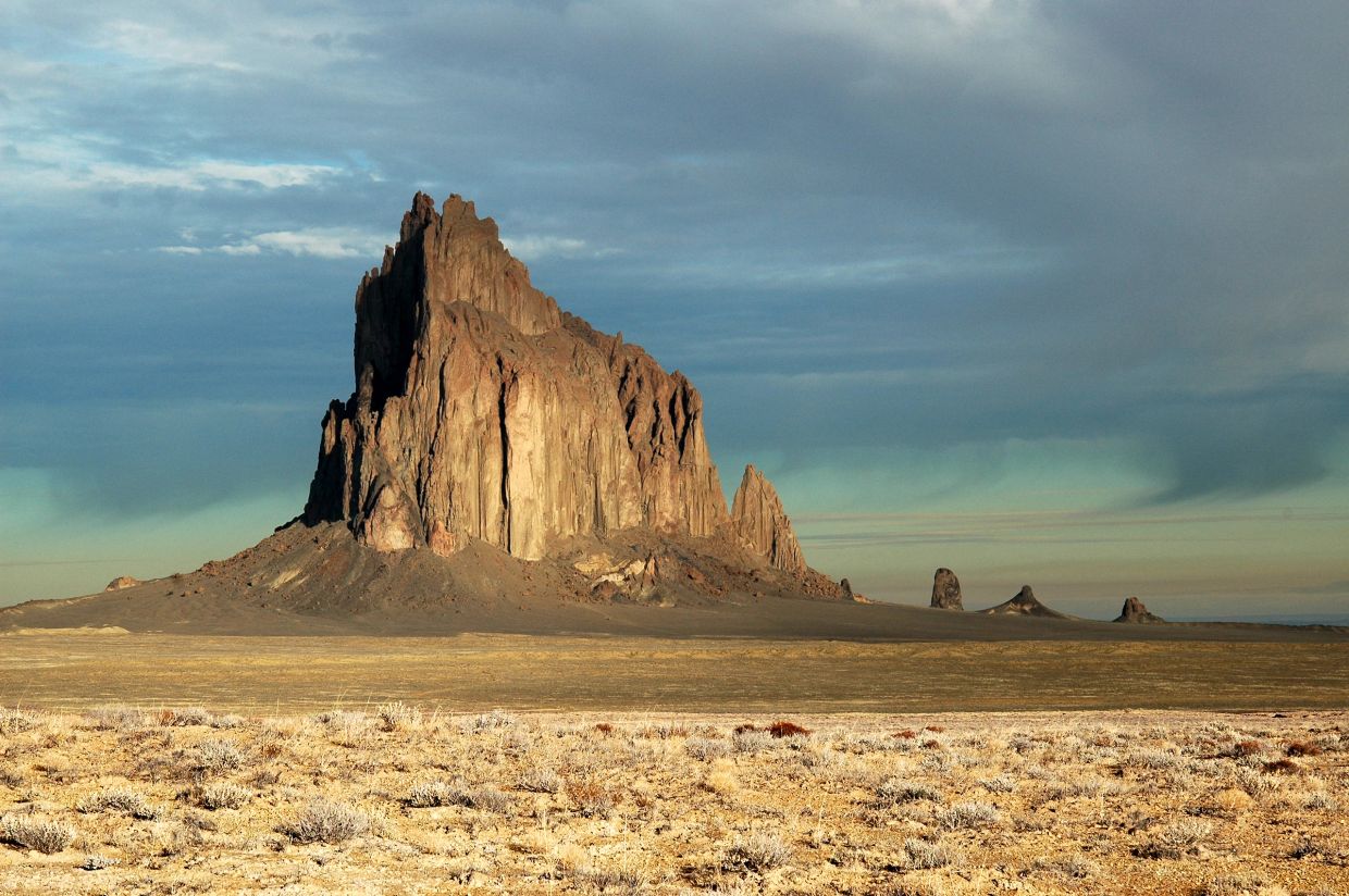 Shiprock located on Navajo lands in northwestern New Mexico.