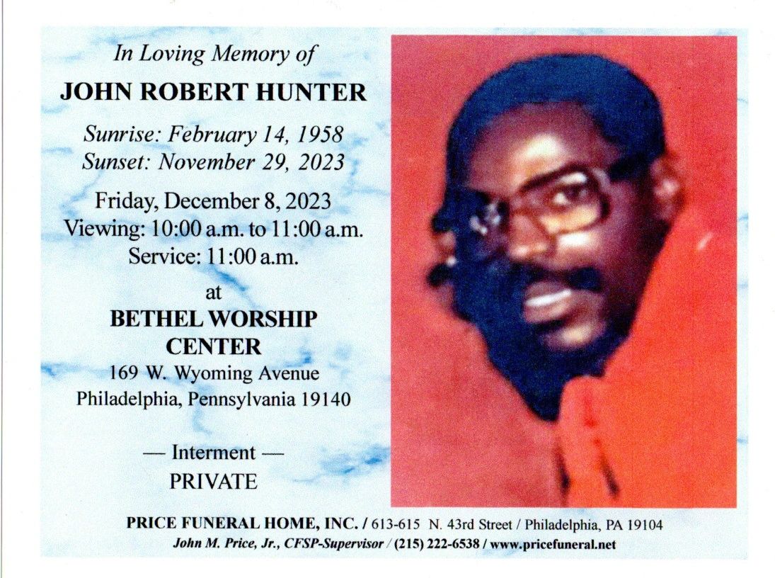 JOHN ROBERT HUNTER Price Funeral Home