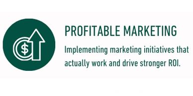 Graphic of a dollar sign and an air pointing up to depict profitable marketing